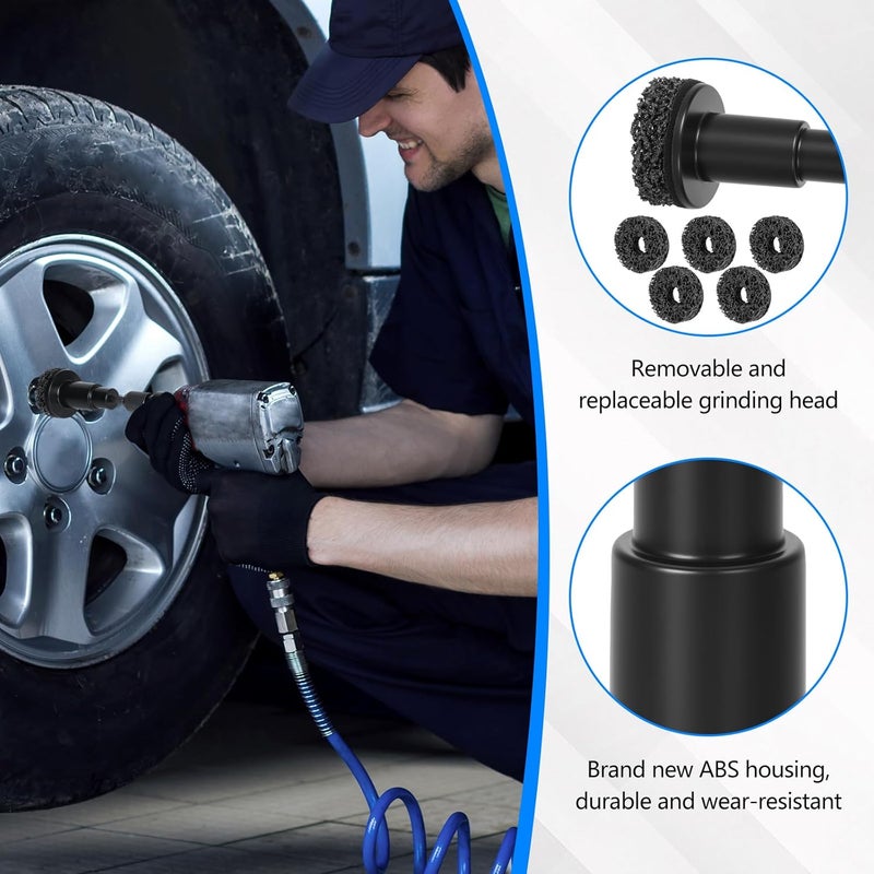 Hombees Eascor Wheel Hub Cleaning Tool, Wheel Hub Resurfacing Kit, Wheel Stud Cleaner, Quick Rust Removal for Lug Studs and Rotors, Fits 1/2” Wrenches Or Electric Drill, Automotive Maintenance Tool - Image 5